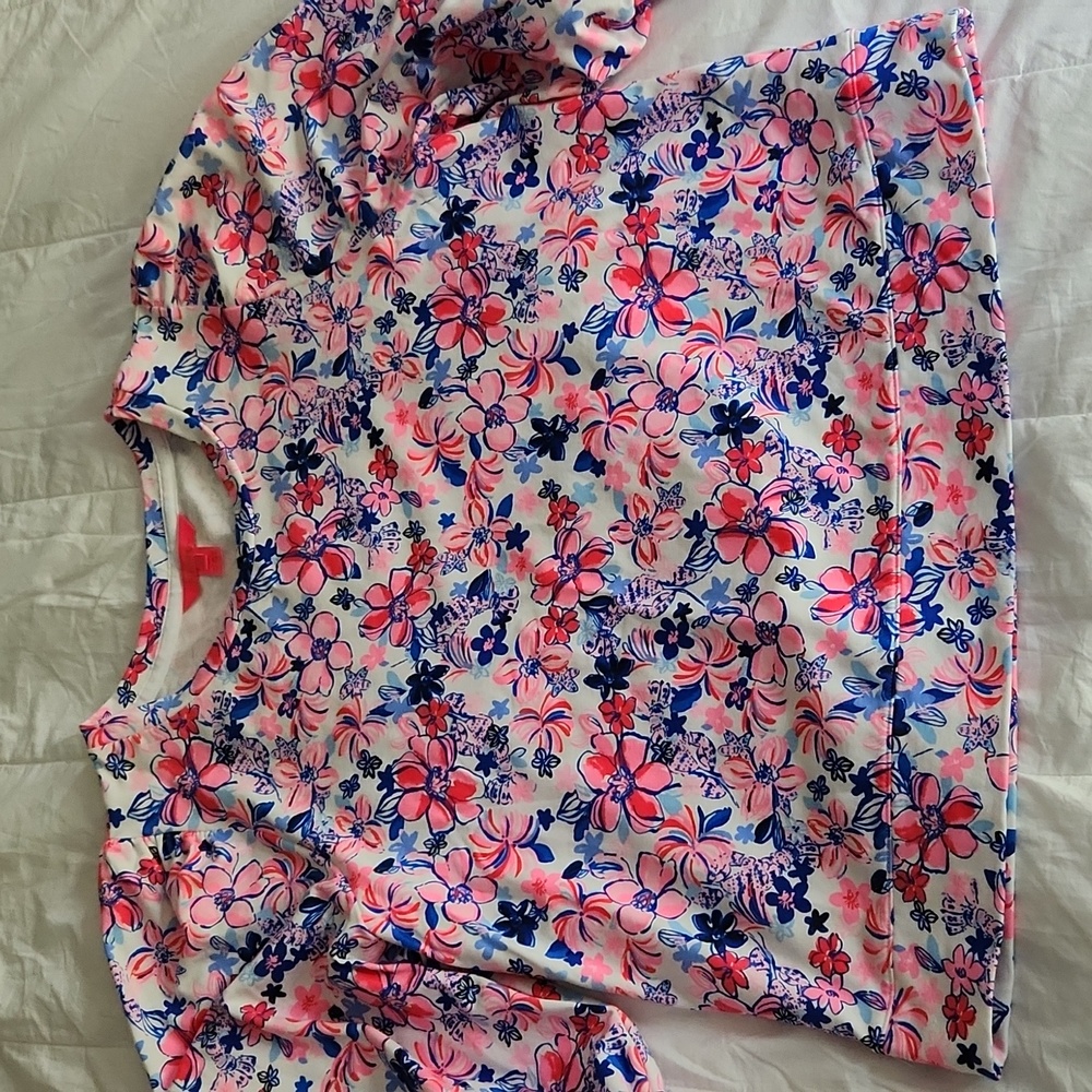 EUC lilly pulitzer floral puff sleeve top xl